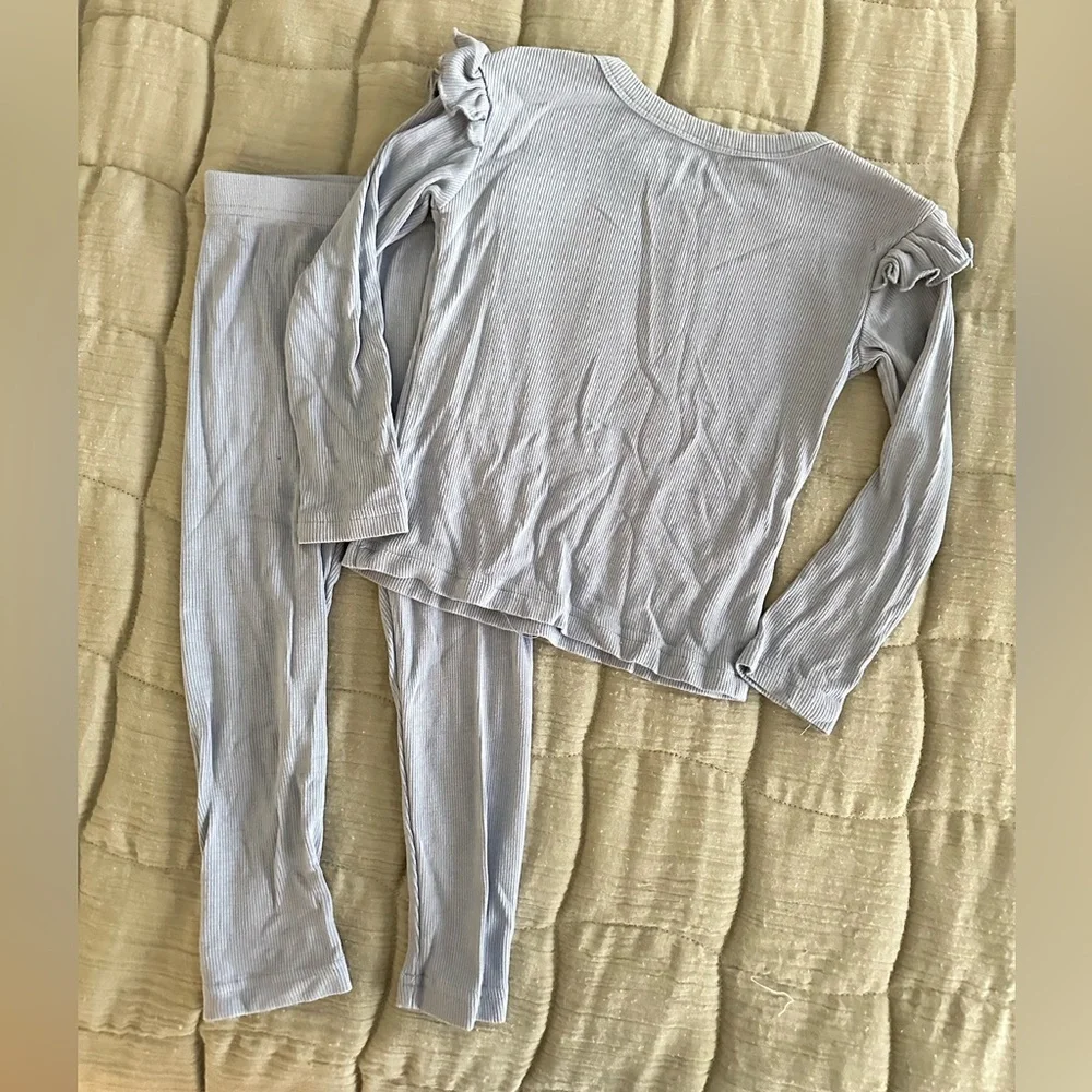 Light Blue Ribbed Ruffle Set - Toddler - Picture 3 of 3